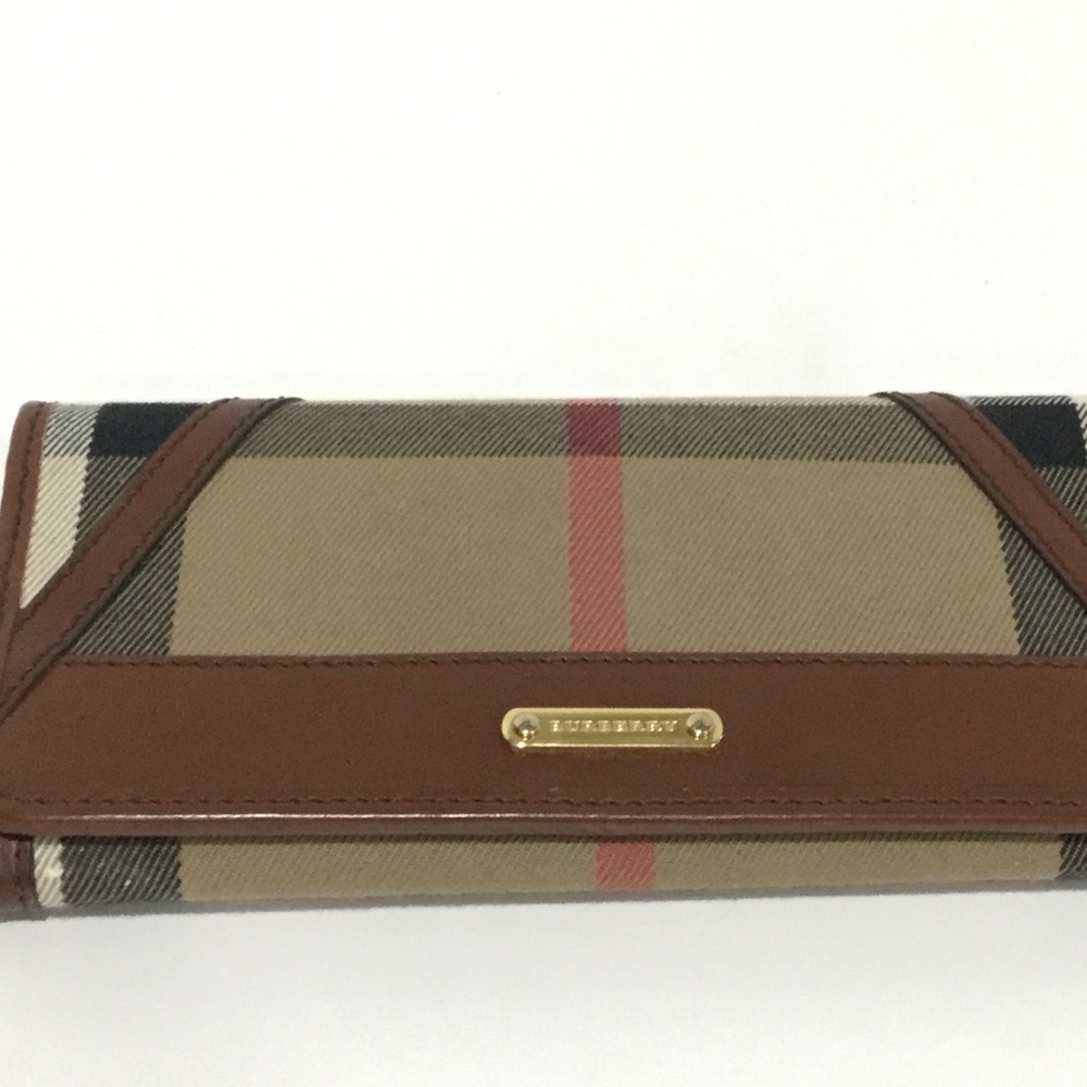 Authentic Burberry Wallet with Saddle Leather Trim